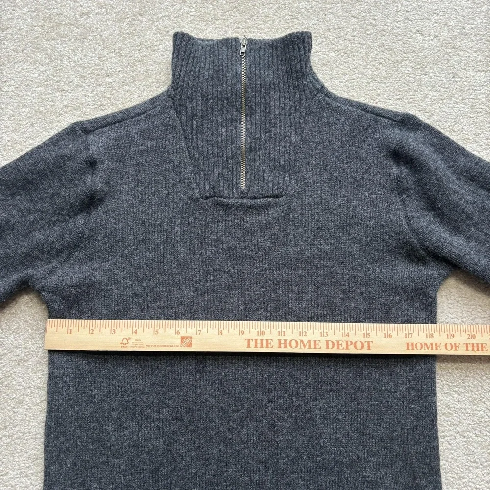 Aran‎ Sweater Market Sweater Mens Small Gray Wool 1/4 Zip Mock Neck Ireland